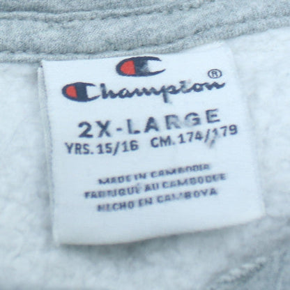 Champion Teens Grey Pullover Hoodie 2XL Logo Embroidered Cotton Blend