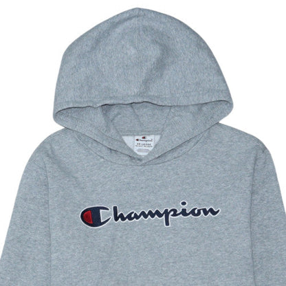 Champion Teens Grey Pullover Hoodie 2XL Logo Embroidered Cotton Blend