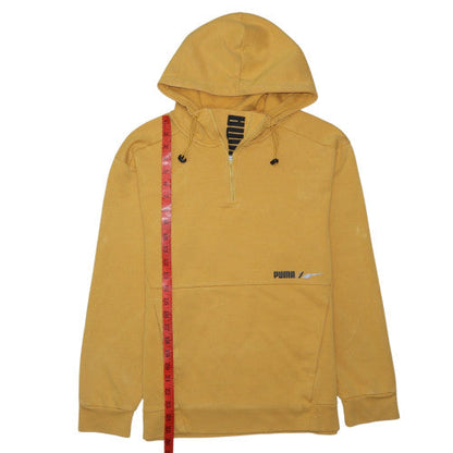 Puma Mens Yellow 1/4 Zip Hoodie Medium Hooded Pullover Sweatshirt
