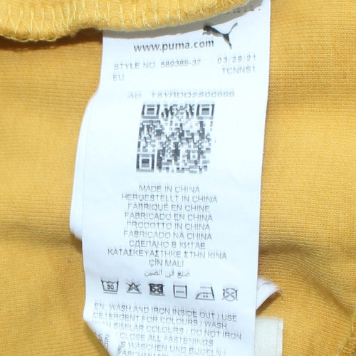 Puma Mens Yellow 1/4 Zip Hoodie Medium Hooded Pullover Sweatshirt