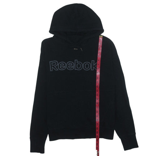Reebok Men’s Black Pullover Hoodie L Regular Fit Fleece Sportswear