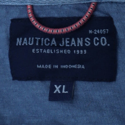 Nautica Jeans Co. Men's Blue Linen Cotton Polo Shirt XL