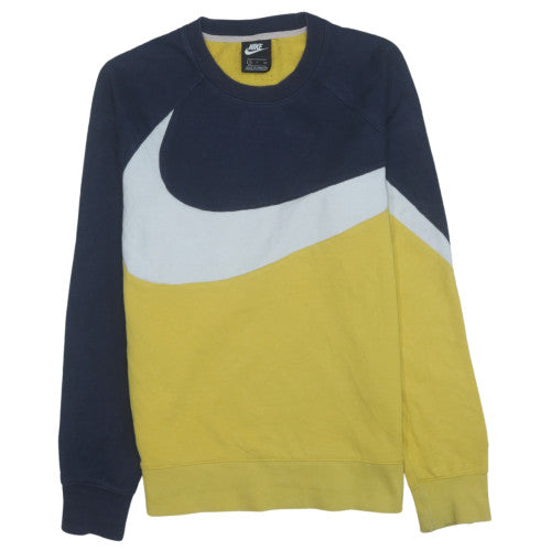 Nike Men's Blue Yellow White Logo Crew Neck Sweatshirt Size S