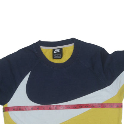 Nike Men's Blue Yellow White Logo Crew Neck Sweatshirt Size S