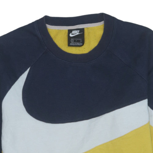 Nike Men's Blue Yellow White Logo Crew Neck Sweatshirt Size S