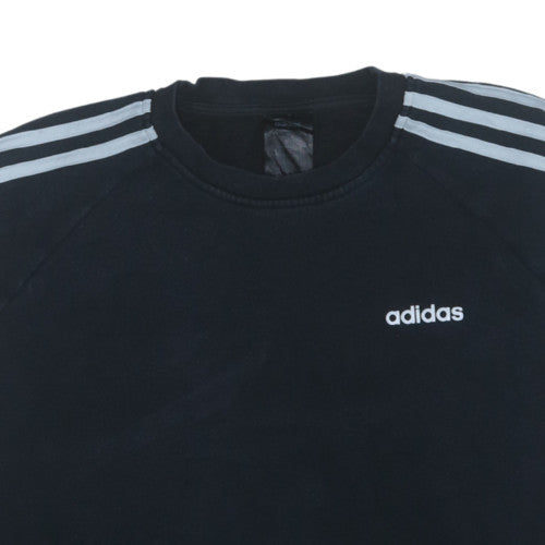 Adidas Men Black Crew Neck Long Sleeve Pullover Sweatshirt M