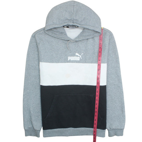 Puma Men's Grey Colour Block Hoodie XL Pullover Fleece