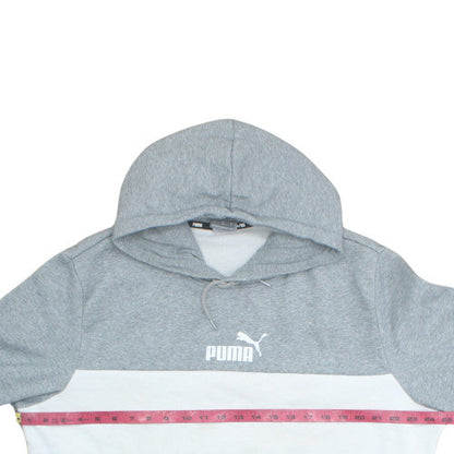 Puma Men's Grey Colour Block Hoodie XL Pullover Fleece