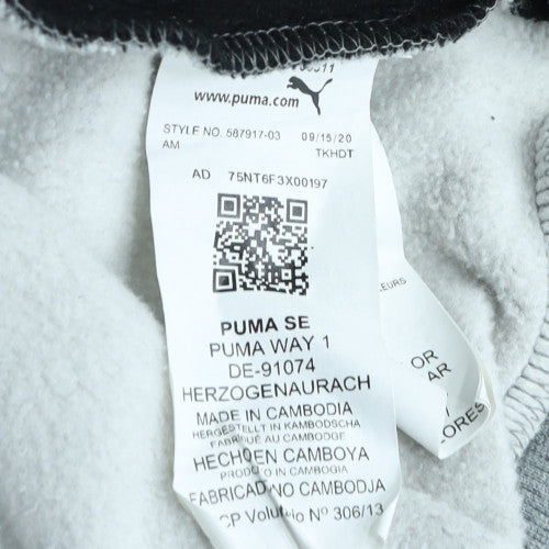 Puma Men's Grey Colour Block Hoodie XL Pullover Fleece