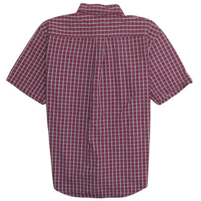 Tommy Hilfiger Men's Red Check Short Sleeve Button-Up Shirt L