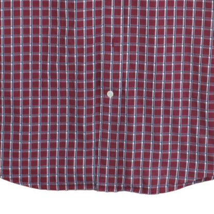Tommy Hilfiger Men's Red Check Short Sleeve Button-Up Shirt L