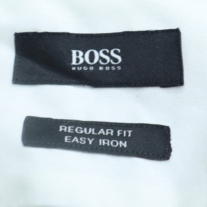 Hugo Boss Men's White Regular Fit Easy Iron Button-Up Shirt L