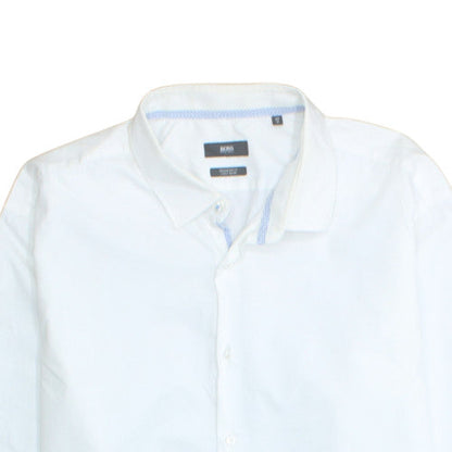 Hugo Boss Men's White Regular Fit Easy Iron Button-Up Shirt L