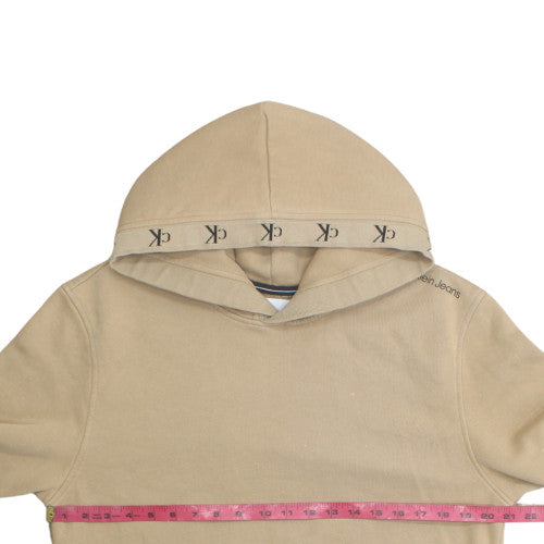 Calvin Klein Jeans Men's Beige Pullover Hoodie M Fleece Lined