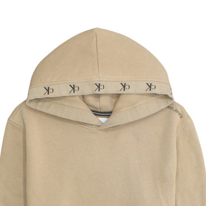 Calvin Klein Jeans Men's Beige Pullover Hoodie M Fleece Lined