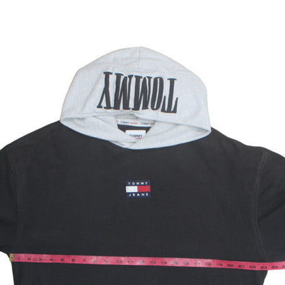 Tommy Jeans Men's Black & Grey Hoodie L Pullover Logo Cotton Blend