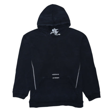 Adidas Women Black Pullover Hoodie L Cotton Blend Hooded Sweatshirt
