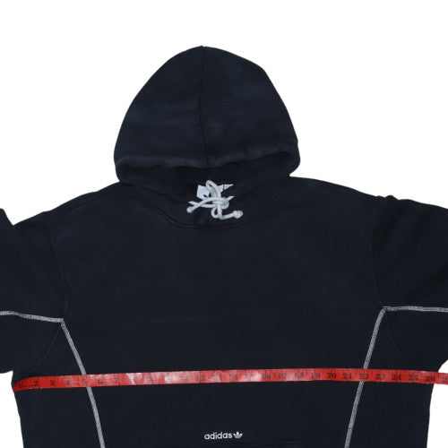 Adidas Women Black Pullover Hoodie L Cotton Blend Hooded Sweatshirt