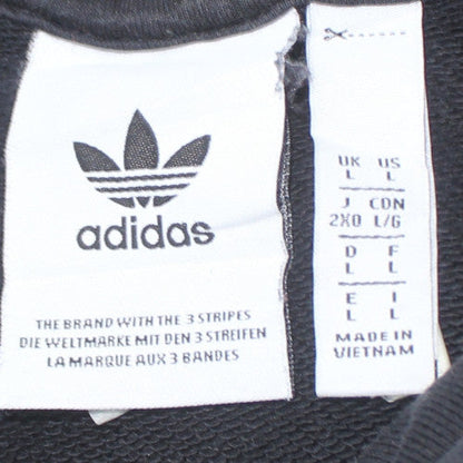 Adidas Women Black Pullover Hoodie L Cotton Blend Hooded Sweatshirt