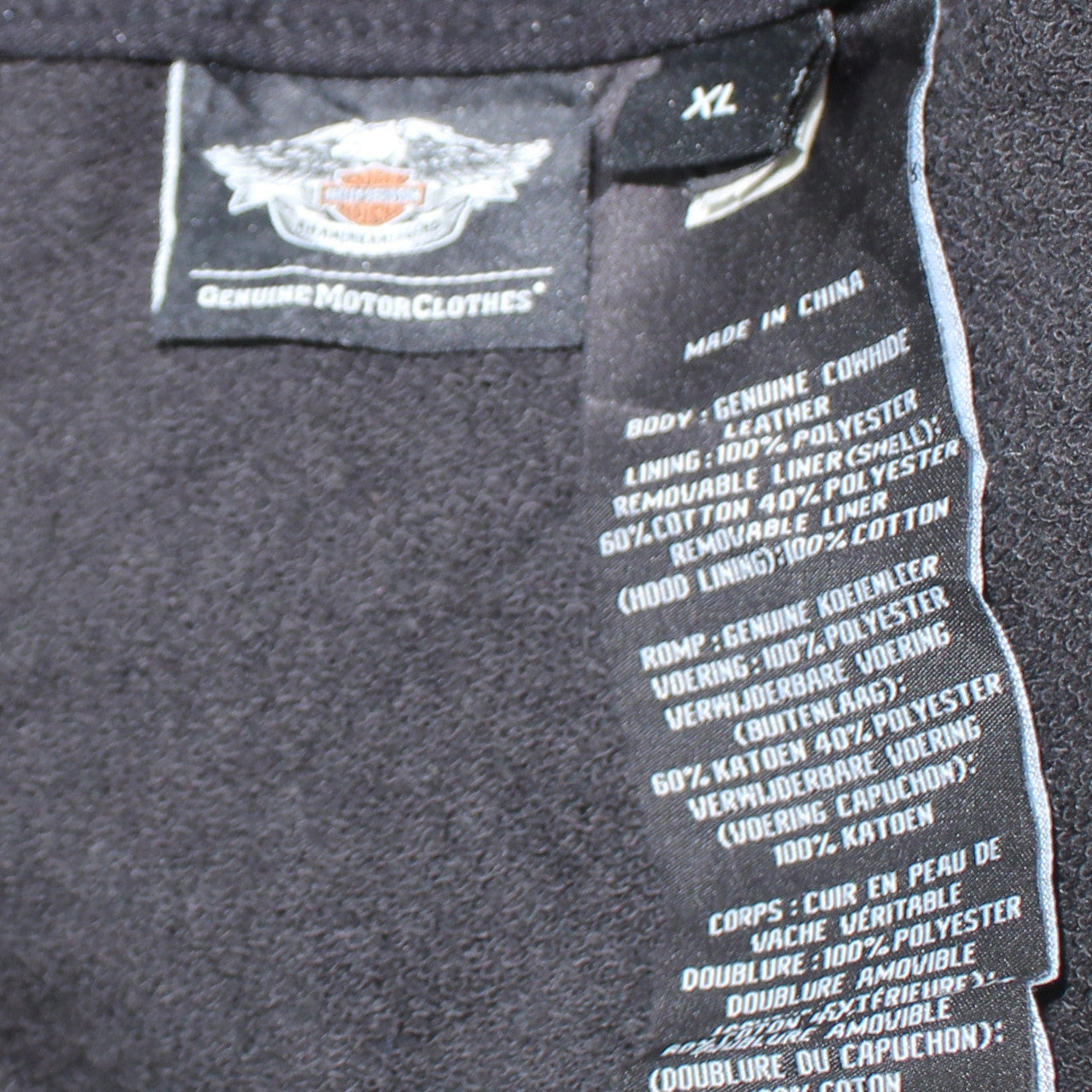 Harley-Davidson Men’s Black Full Zip Hooded Leather & Cotton XL Hoodie