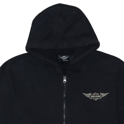 Harley-Davidson Men’s Black Full Zip Hooded Leather & Cotton XL Hoodie