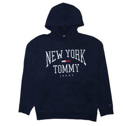 Tommy Jeans Men's Blue XL Pullover Hoodie Embroidered Logo