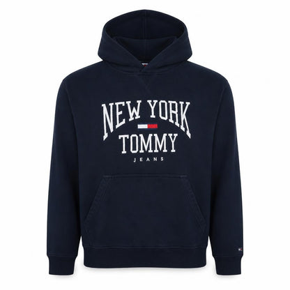 Tommy Jeans Men's Blue XL Pullover Hoodie Embroidered Logo