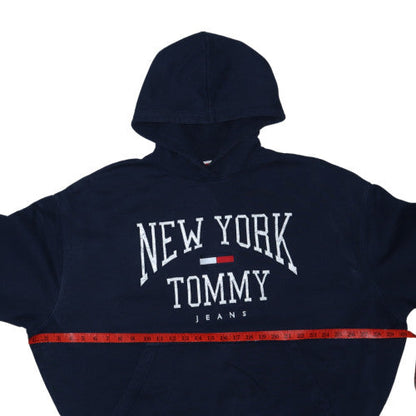 Tommy Jeans Men's Blue XL Pullover Hoodie Embroidered Logo