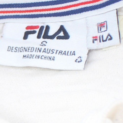 FILA Men’s White Pullover Hoodie S Logo Cotton Blend Sportswear
