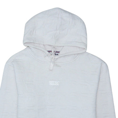 FILA Men’s White Pullover Hoodie S Logo Cotton Blend Sportswear