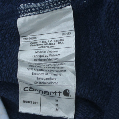 Carhartt Men Blue Pullover Hoodie M Relaxed Fit Logo Sweatshirt