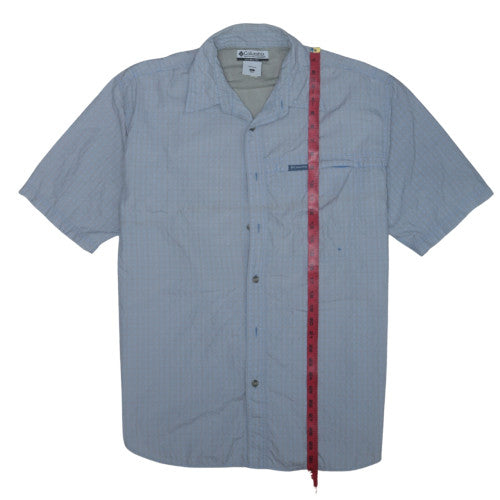 Columbia Men's Blue XL Short Sleeve Check Button-Up Casual Shirt