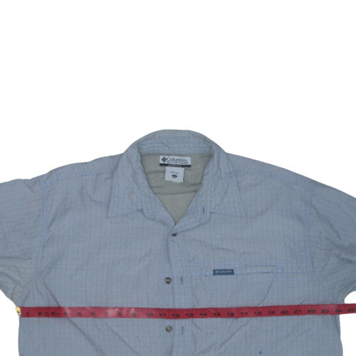 Columbia Men's Blue XL Short Sleeve Check Button-Up Casual Shirt