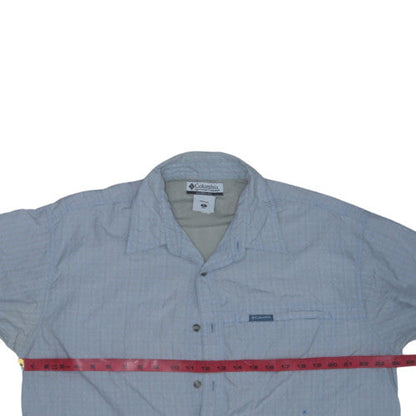 Columbia Men's Blue XL Short Sleeve Check Button-Up Casual Shirt