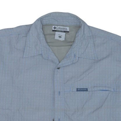 Columbia Men's Blue XL Short Sleeve Check Button-Up Casual Shirt