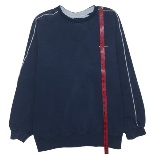 Reebok Mens Blue Crew Neck Pullover Sweatshirt L Classic Fleece
