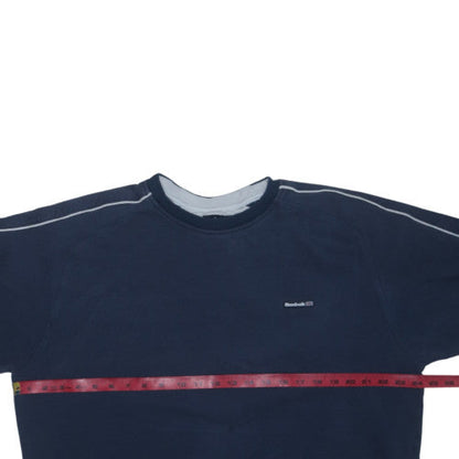Reebok Mens Blue Crew Neck Pullover Sweatshirt L Classic Fleece