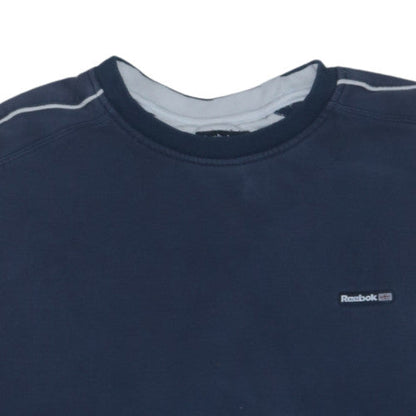 Reebok Mens Blue Crew Neck Pullover Sweatshirt L Classic Fleece