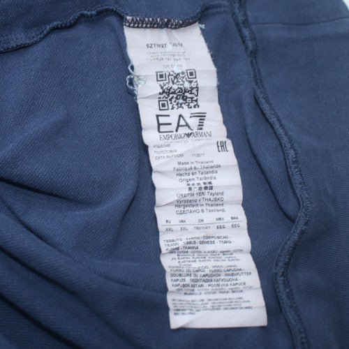 Emporio Armani EA7 Women's Blue Pullover Hoodie Size M Rhinestone Logo