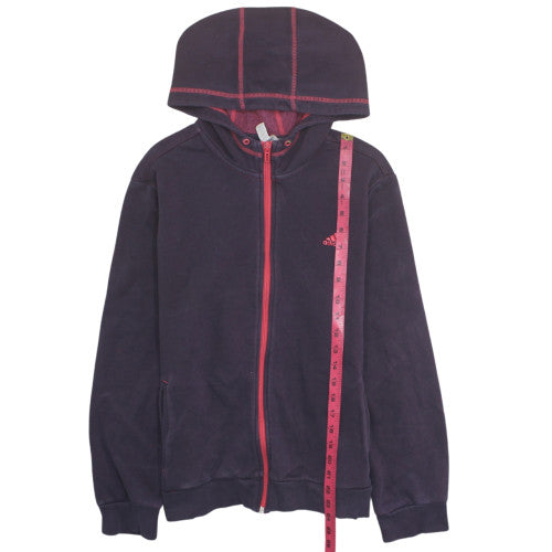 Adidas Womens Navy Full Zip Hoodie L Long Sleeve Hooded Sweatshirt