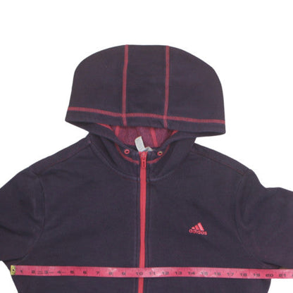 Adidas Womens Navy Full Zip Hoodie L Long Sleeve Hooded Sweatshirt