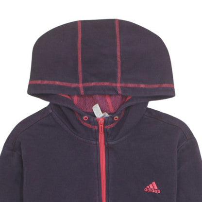Adidas Womens Navy Full Zip Hoodie L Long Sleeve Hooded Sweatshirt
