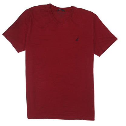 Nautica Men's Red V-Neck Short Sleeve 2XL Cotton Stretch T-Shirt