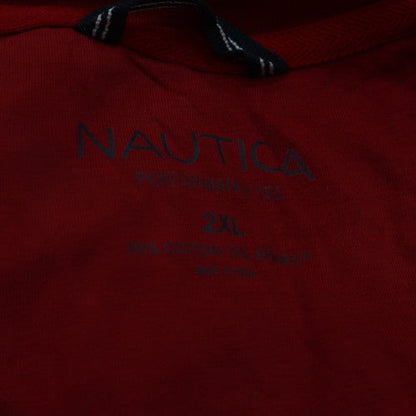 Nautica Men's Red V-Neck Short Sleeve 2XL Cotton Stretch T-Shirt