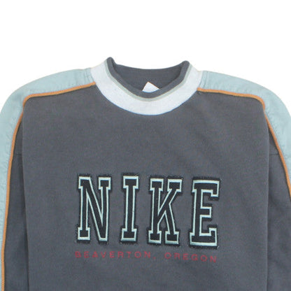 Nike Mens Grey Fleece Sweatshirt M Logo Pullover Crew Neck
