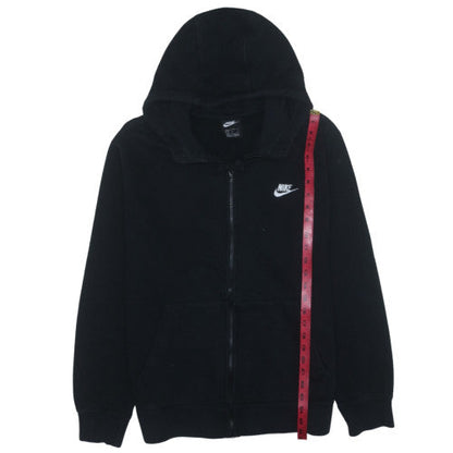 Nike Womens Black Full Zip Hoodie L Logo Cotton Blend Sweatshirt