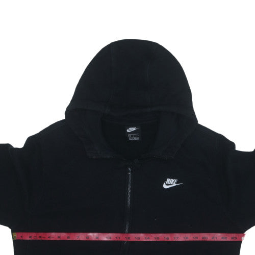 Nike Womens Black Full Zip Hoodie L Logo Cotton Blend Sweatshirt