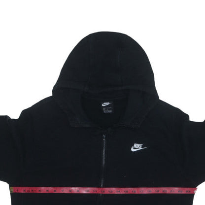 Nike Womens Black Full Zip Hoodie L Logo Cotton Blend Sweatshirt
