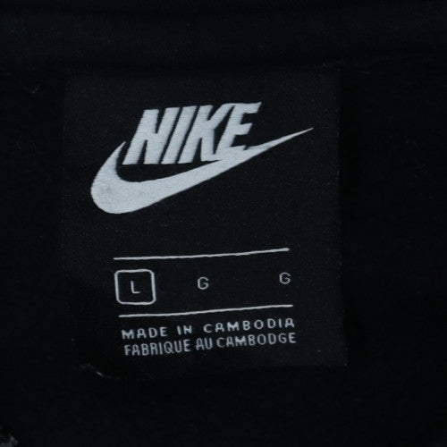 Nike Womens Black Full Zip Hoodie L Logo Cotton Blend Sweatshirt