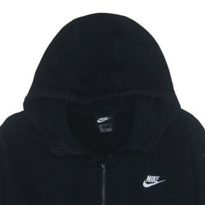Nike Womens Black Full Zip Hoodie L Logo Cotton Blend Sweatshirt